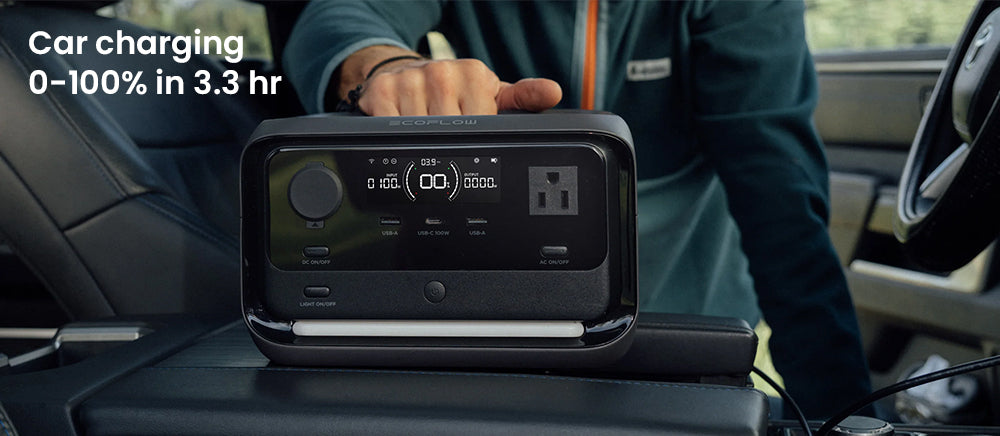 Přenosná elektrárna EcoFlow RIVER 3 Plus, baterie LiFePO4 286 Wh, výstupní výkon 600 W až 1200 W AC, 7 zásuvek, UPS <10 ms a hluk <30 dB, rozšiřitelná až na 858 Wh, ovládání aplikací, solární generátor s rychlým nabíjením za 1 hodinu pro venkovní kempování/obytné vozy/domácí použití