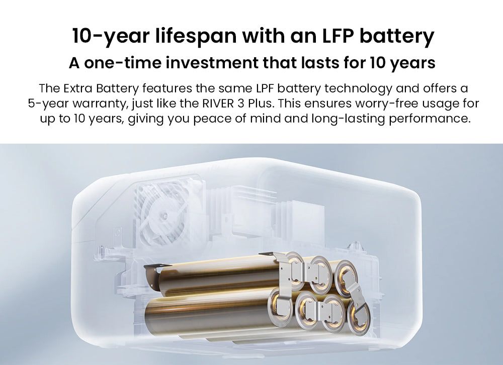 Bateriový zdroj EcoFlow RIVER 3 Plus EB600, kapacita 572 Wh, rozšiřte kapacitu RIVER 3 Plus až na 858 Wh, chytrá přídavná baterie pro přenosnou elektrárnu