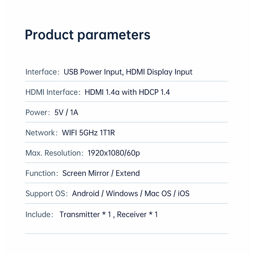 Bezdrátový HDMI vysílač a přijímač EDUP EH-WD9906, Plug & Play, zrcadlení a prodloužení obrazovky, přenos 98 stop (32 m), 1 RX až 8 TX