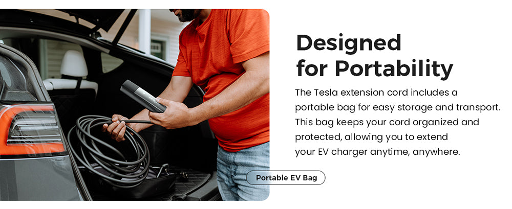Prodlužovací kabel Evgoer EG-C0007 pro Teslu, kabel 16,4 stop, maximální proud 32 A, výkon 7,68 kW s konektorem NACS, vodotěsný IP66, pro nabíječku elektromobilů úrovně 1 a 2, kompatibilní se všemi modely Tesla