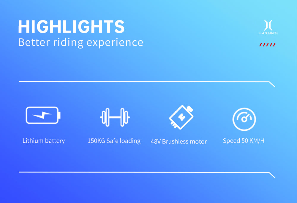 Elektrokolo EKXBIKE T1, motor 1000 W, baterie 48 V 20 Ah, tlusté pneumatiky 20 x 4 palce, maximální rychlost 50 km/h, dojezd 100 km, kotoučové brzdy, hydraulický tlumič, řazení Shimano 7 rychlostí