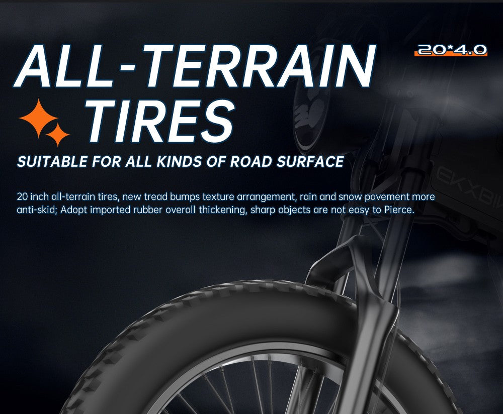 Elektrokolo EKXBIKE X20, motor 2000 W, baterie 48 V 35 Ah, tlusté pneumatiky 20 x 4,0 palce, maximální rychlost 55 km/h, dojezd 150 km, hydraulická brzda, hydraulický tlumič, Shimano 7 rychlostí