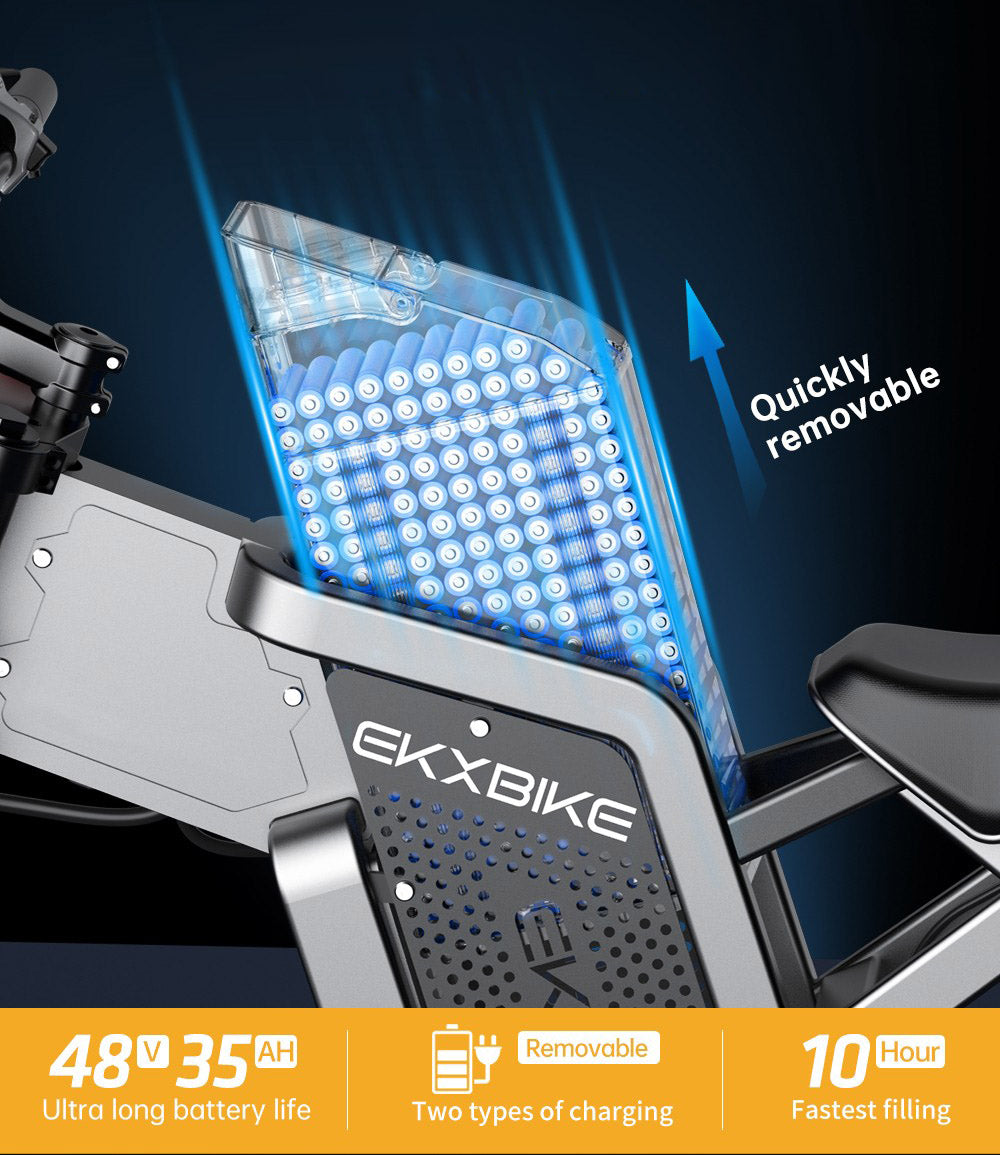 Elektrokolo EKXBIKE X21, motor 2000 W, baterie 48 V 35 Ah, pneumatiky 20*4 Fat, maximální rychlost 55 km, maximální dojezd 150 km, hydraulické brzdy, hydraulický tlumič, Shimano 7 rychlostí