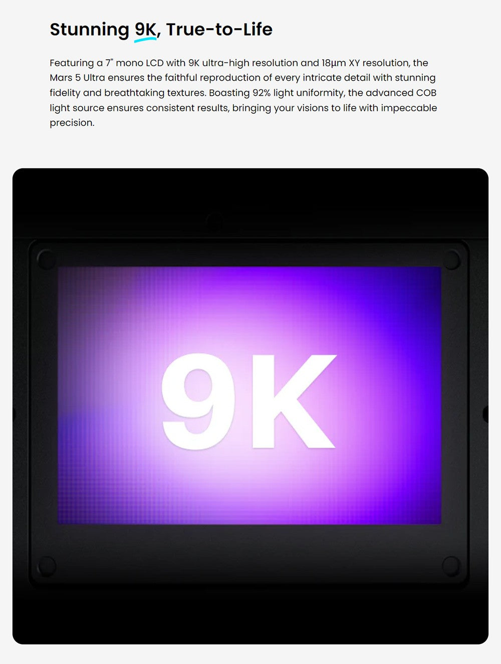 3D tiskárna Elegoo Mars 5 Ultra Resin, inteligentní mechanický senzor, 7palcový 9K monochromatický LCD displej, rychlost tisku 150 mm/h, AI kamera, automatické vyrovnávání, dvojité nalévací hubice, nádržka na pryskyřici, WiFi přenos, velikost tisku 6,04 x 3,06 x 6,49 palce