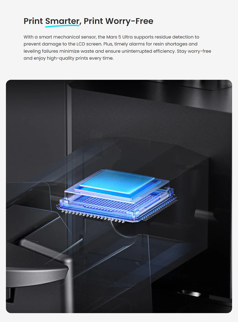 3D tiskárna Elegoo Mars 5 Ultra Resin, inteligentní mechanický senzor, 7palcový 9K monochromatický LCD displej, rychlost tisku 150 mm/h, AI kamera, automatické vyrovnávání, dvojité nalévací hubice, nádržka na pryskyřici, WiFi přenos, velikost tisku 6,04 x 3,06 x 6,49 palce