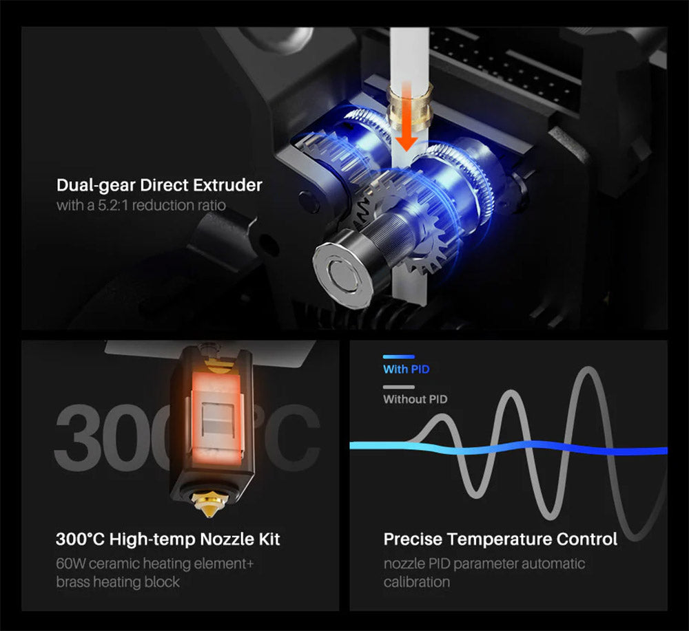 3D tiskárna Elegoo Neptune 4 Max, automatické nivelace, maximální rychlost tisku 500 mm/s, firmware Klipper, tryska pro vysokou teplotu 300 °C, chladicí ventilátor, WiFi připojení, 420*420*480 mm