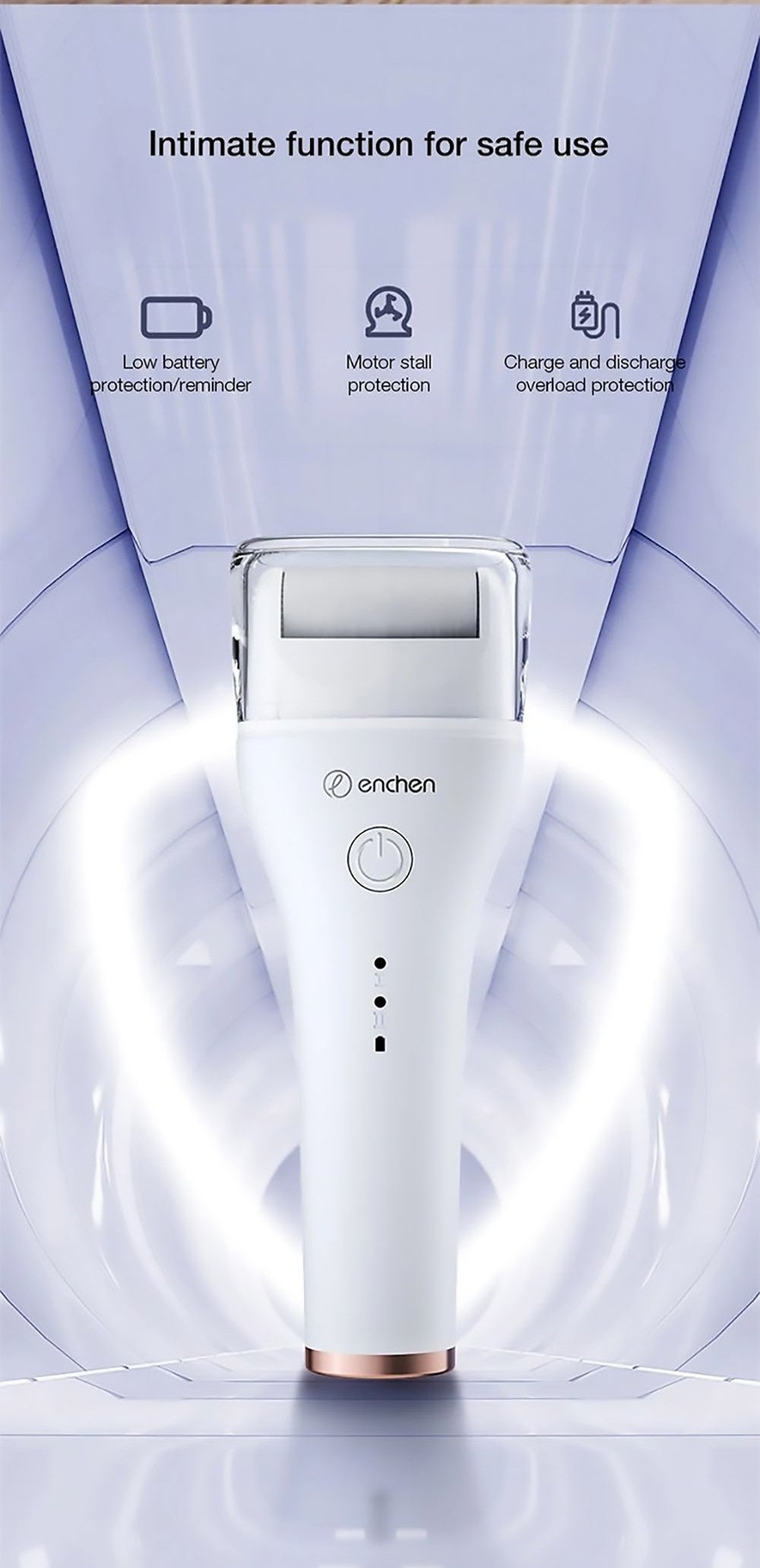 Enchen EMJ001 Elektrická bruska na nohy Odstraňovač strojů 360 stupňů Roll Dvourychlostní nastavení IPX6 Vodotěsná tříbrná brusná hlava