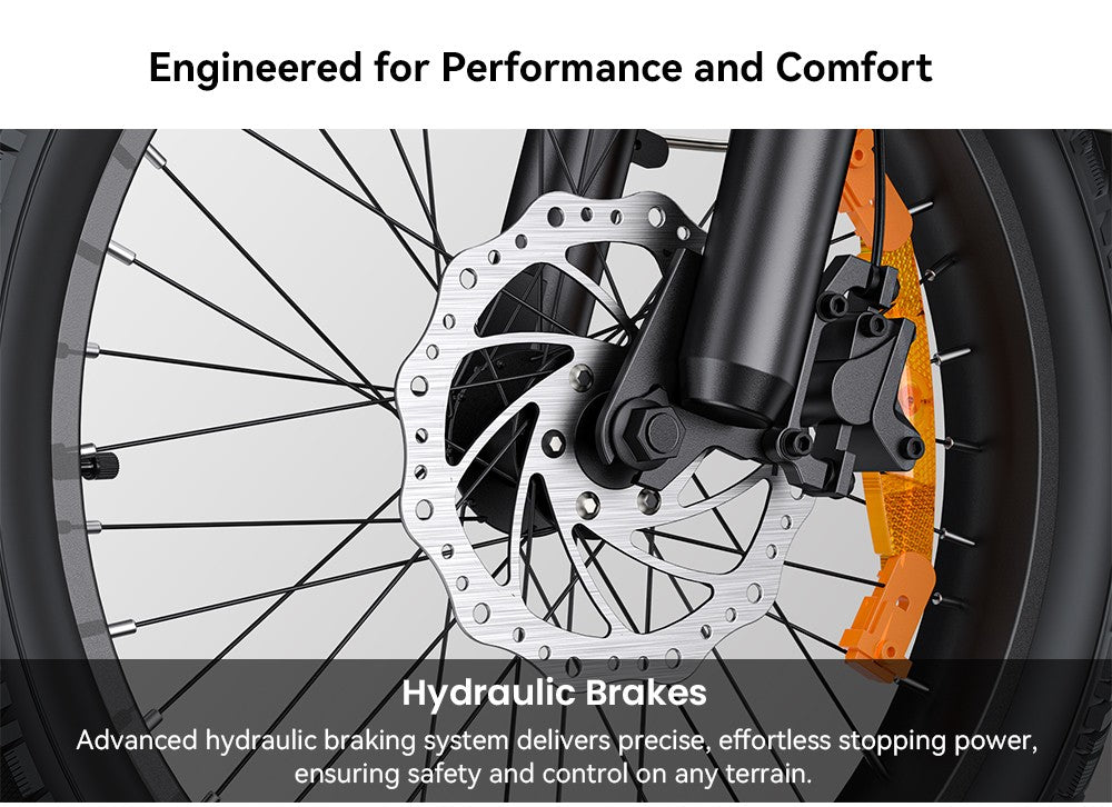 Elektrokolo ENGWE L20 3.0 Boost, motor 250 W, baterie 48 V 13,5 Ah, pneumatiky 20 x 3,0 palce, maximální dojezd 135 km, hydraulické brzdy, celoodpružené, senzor točivého momentu, řazení Shimano 7 rychlostí - Golden