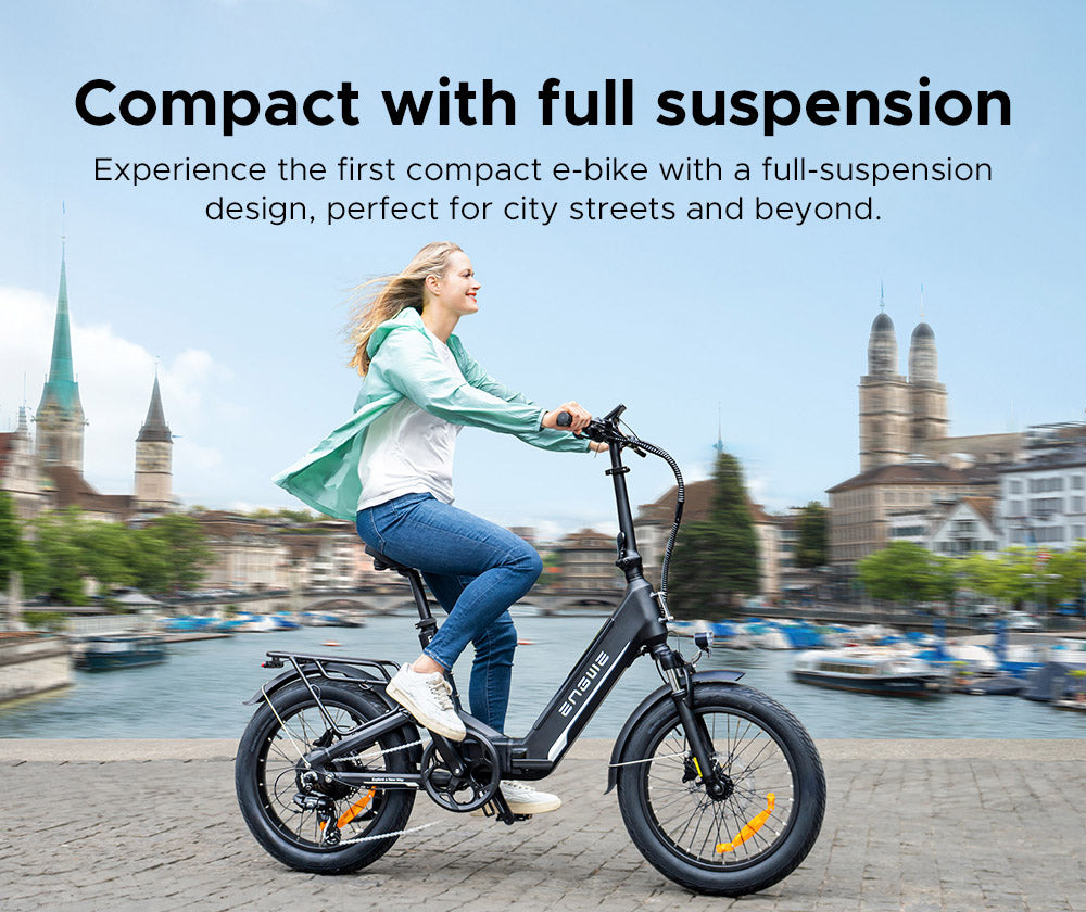 Elektrokolo ENGWE L20 3.0 Boost, motor 250 W, baterie 48 V 13,5 Ah, pneumatiky 20 x 3,0 palce, maximální dojezd 135 km, hydraulické brzdy, celoodpružené, senzor točivého momentu, řazení Shimano 7 rychlostí - Golden