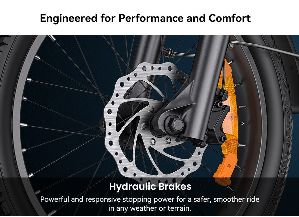 Elektrokolo ENGWE L20 3.0 Pro, motor 250 W, baterie 48 V 15 Ah, pneumatiky 20 x 3,0 palce, maximální dojezd 160 km, hydraulické brzdy, celoodpružené, Shimano 7 rychlostí - zlatá