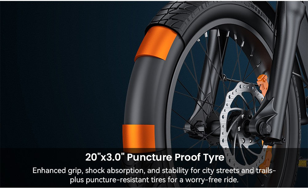 Elektrokolo ENGWE L20 3.0 Pro, motor 250 W, baterie 48 V 15 Ah, pneumatiky 20 x 3,0 palce, maximální dojezd 160 km, hydraulické brzdy, celoodpružené, Shimano 7 rychlostí - zlatá