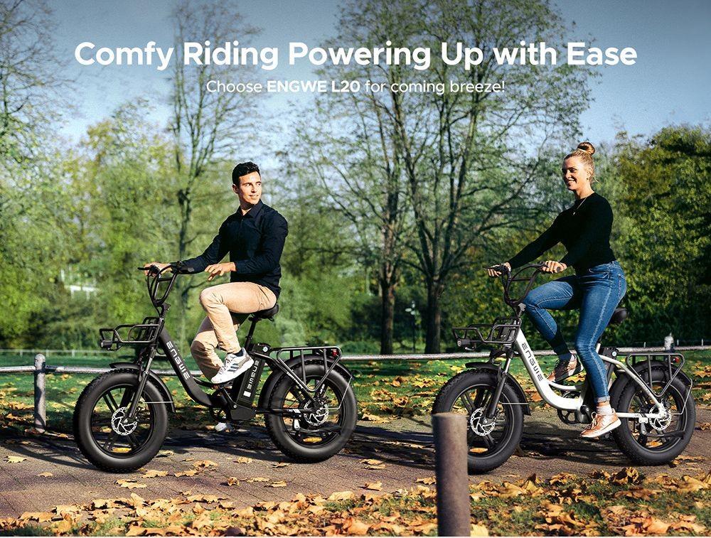 Elektrokolo ENGWE L20 20*4,0 palce, tlusté pneumatiky, motor 250 W, maximální rychlost 25 km/h, baterie 48 V 13 Ah, dojezd 140 km, maximální zatížení 120 kg, převodovka Shimano 7 rychlostí - červená