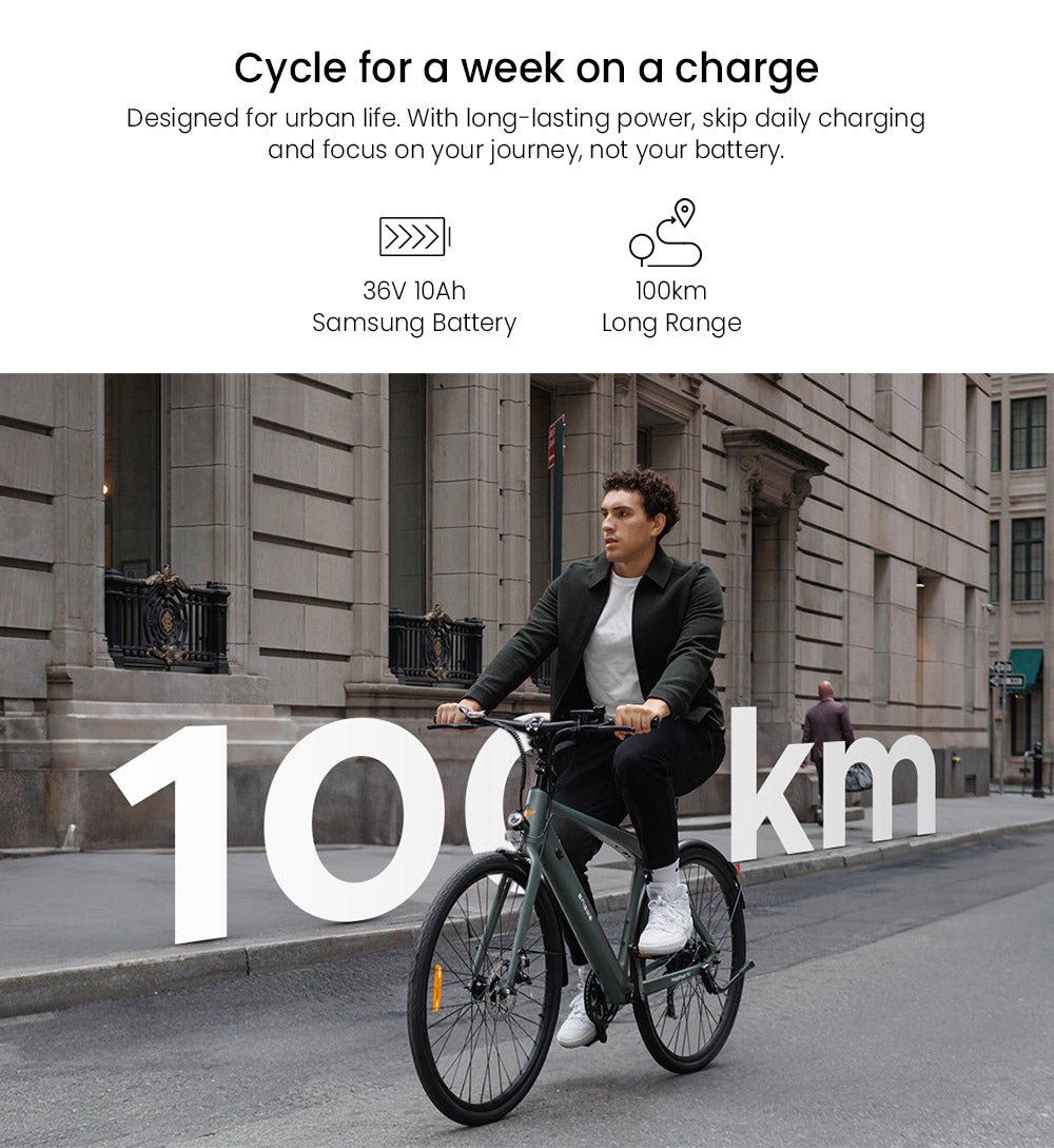 Elektrokolo ENGWE MapFour N1 Air, motor 250 W, baterie 36 V 10 Ah, pláště s drátky 700*38C, maximální rychlost 25 km/h, dojezd 100 km, mechanická kotoučová brzda vpředu a vzadu, 7 rychlostí SHIMANO, senzor točivého momentu, barevný LCD displej - uhlově šedá