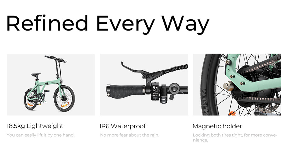 Skládací elektrokolo ENGWE P20, tichý motor 250 W, senzor točivého momentu, baterie 36 V 9,6 A, pneumatiky 20*1,95 palce, maximální rychlost 25 km/h, dojezd 100 km, hydraulické kotoučové brzdy - zelené