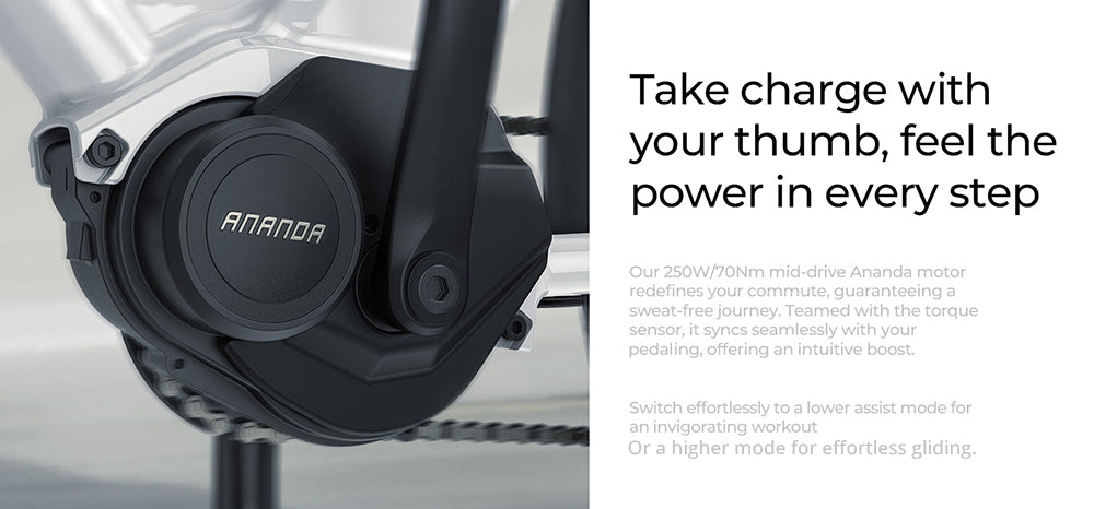 Městské elektrokolo ENGWE P275 ST, bezkartáčový motor 250 W se senzorem točivého momentu uprostřed, baterie 36 V 19,2 Ah, maximální dojezd 260 km, hydraulické kotoučové brzdy, 27,5" drátové pneumatiky, 9 rychlostí SHIMANO - bílé