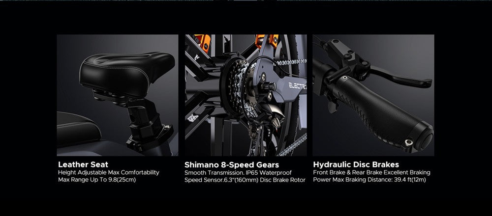 Elektrické kolo ENGWE X26 26*4,0 palce, tlusté pneumatiky, maximální rychlost 50 km/h, motor 48 V 1000 W, baterie 19,2 Ah, dojezd 100 km, maximální zatížení 150 kg, trojitý systém odpružení Shimano 8 rychlostí, dvojitá hydraulická kotoučová brzda pro horské elektrokolo do každého terénu - šedé