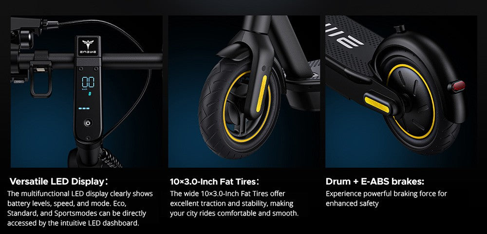 Elektrická koloběžka ENGWE Y10 10*3,0 palce, pneumatiky, 36V 350W motor, rychlost 25 km/h, baterie 13 Ah, dojezd 65 km