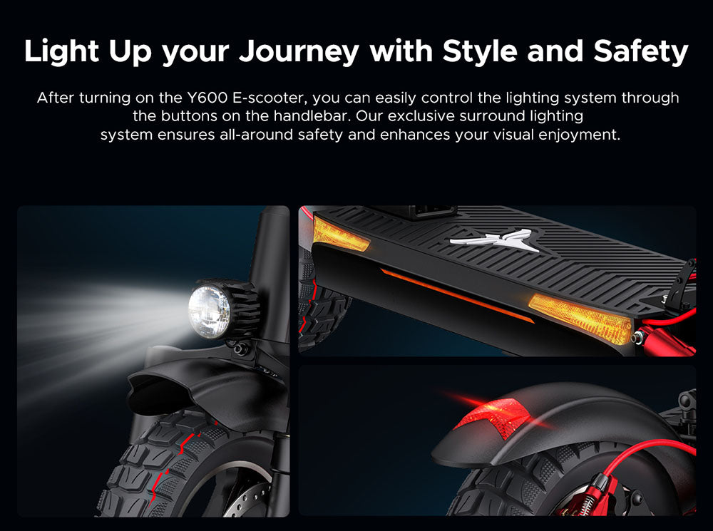 Elektrická koloběžka ENGWE Y600, motor 600 W, baterie 48 V 18,2 Ah, tlusté pneumatiky 10*4 palce, maximální rychlost 25 km/h, dojezd 70 km, mechanická kotoučová brzda, odnímatelné sedadlo