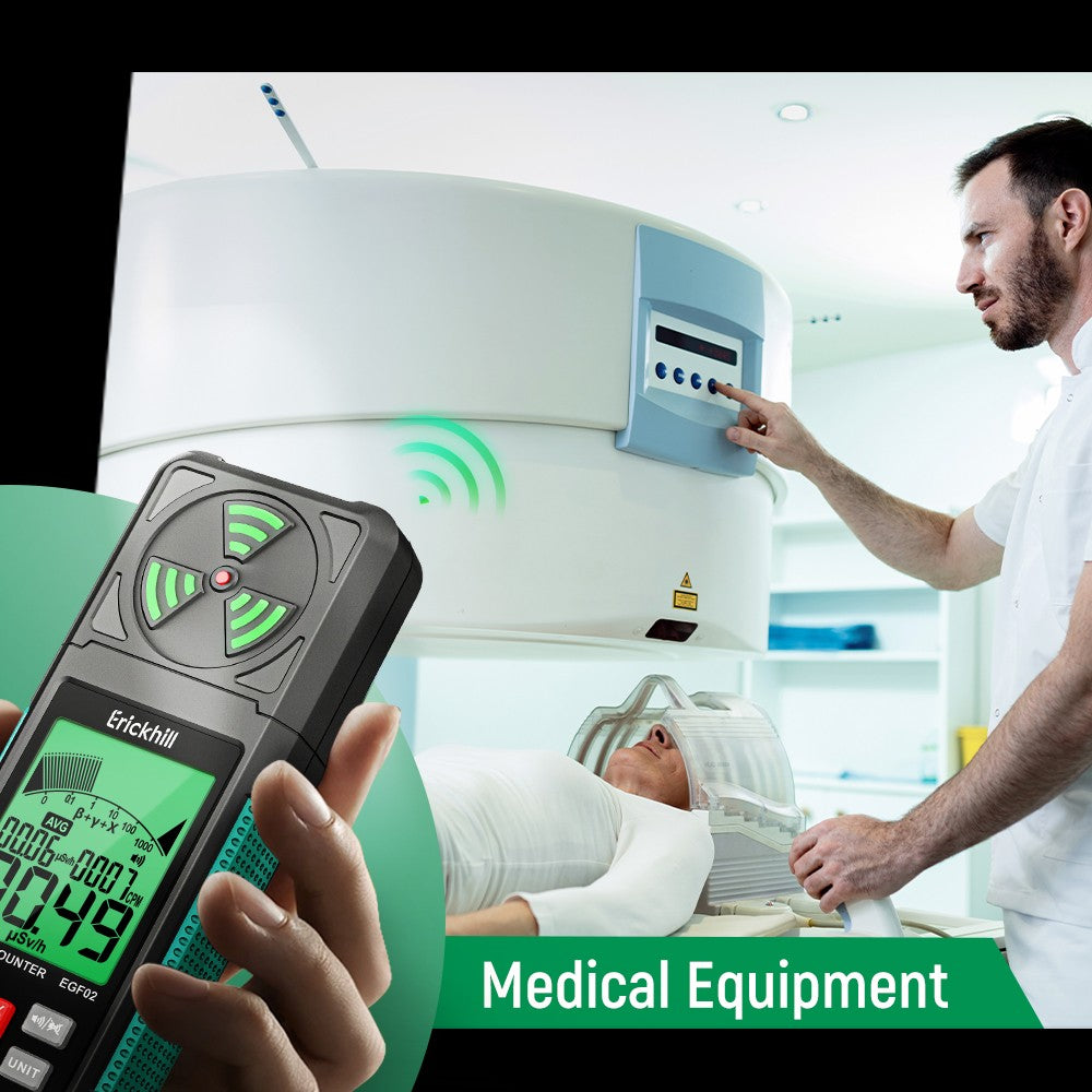 Digitální detektor jaderného záření ERICKHILL EGF02, Geigerův počítač, přenosný beta-gama rentgenový dozimetr s LCD displejem pro domácí použití, těžbu radioaktivních nerostů