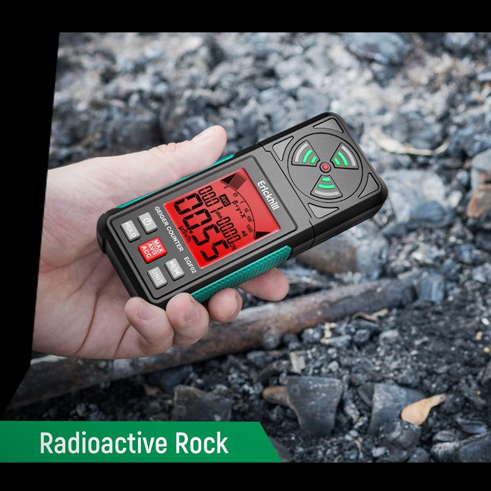 Digitální detektor jaderného záření ERICKHILL EGF02, Geigerův počítač, přenosný beta-gama rentgenový dozimetr s LCD displejem pro domácí použití, těžbu radioaktivních nerostů