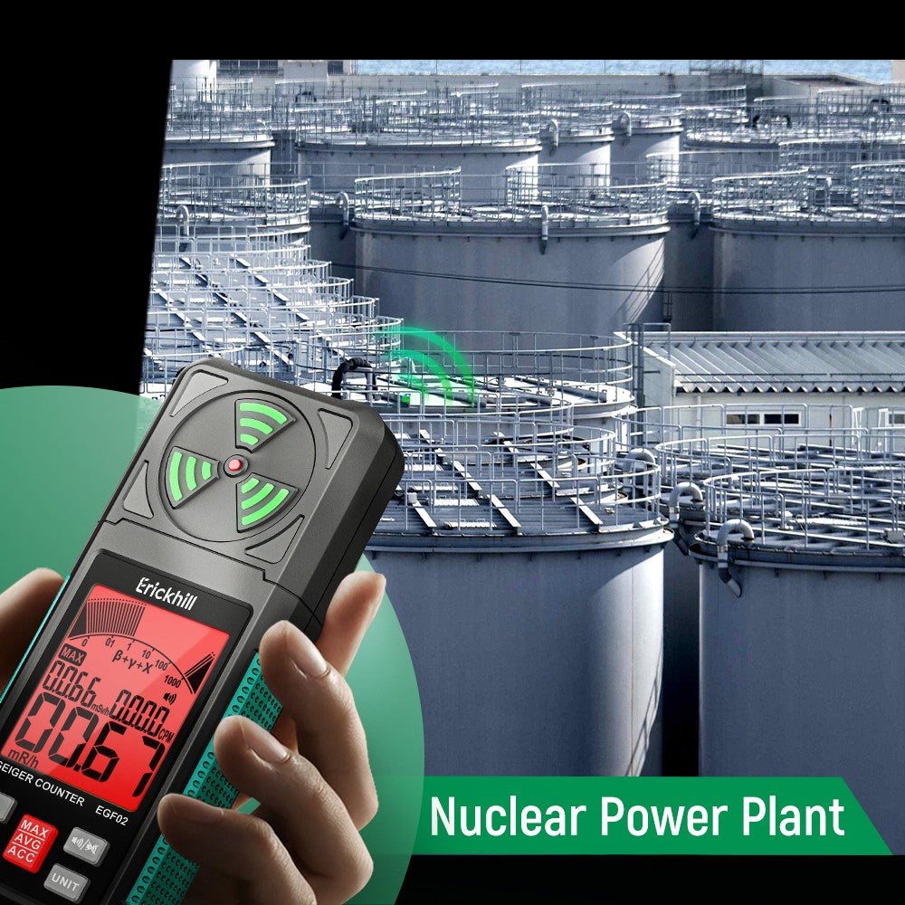 Digitální detektor jaderného záření ERICKHILL EGF02, Geigerův počítač, přenosný beta-gama rentgenový dozimetr s LCD displejem pro domácí použití, těžbu radioaktivních nerostů