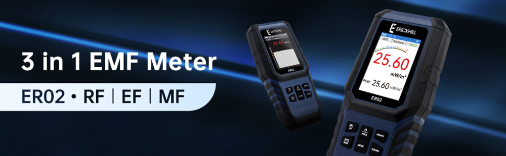 Měřič elektromagnetického pole ERICKHILL ER02, ruční detektor záření elektromagnetického pole pro EF, RF, MF
