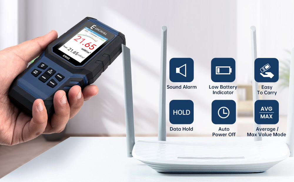 Měřič elektromagnetického pole ERICKHILL ER02, ruční detektor záření elektromagnetického pole pro EF, RF, MF