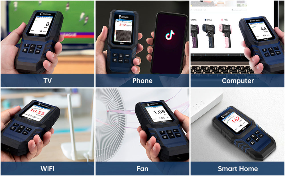 Měřič elektromagnetického pole ERICKHILL ER02, ruční detektor záření elektromagnetického pole pro EF, RF, MF