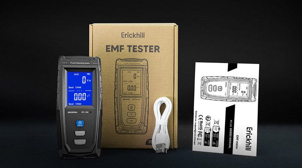 ERICKHILL RT-100 EMF metr, ruční detektor záření elektromagnetického pole