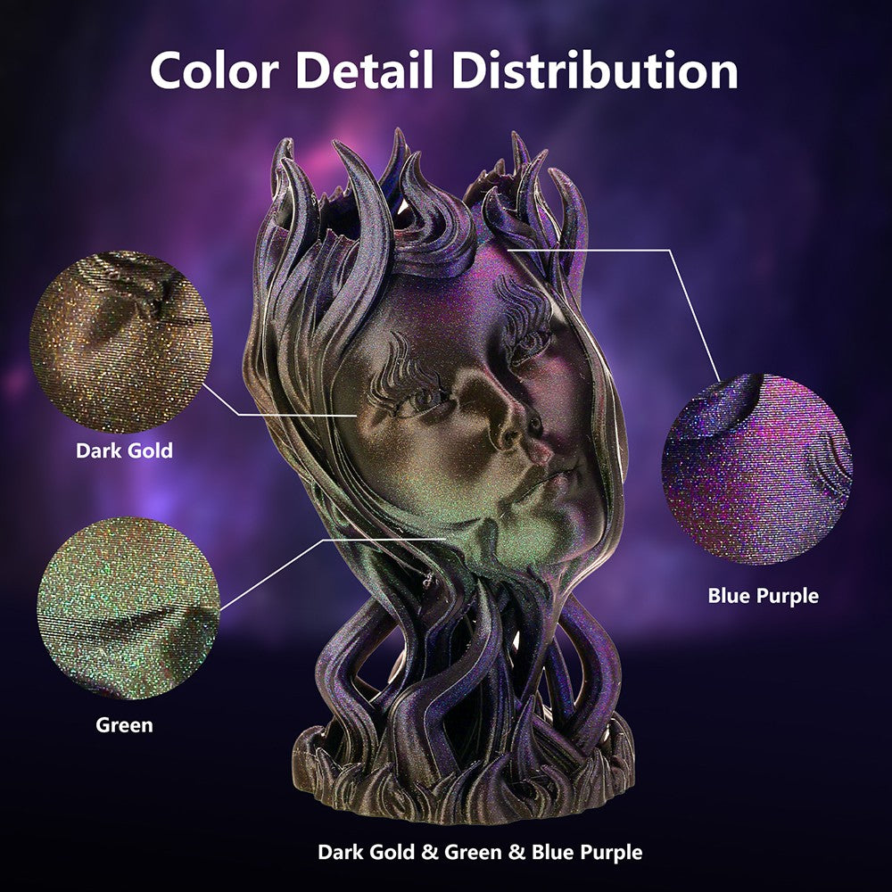 ERYONE Burnt Titanium Rainbow PLA filament 1kg, Nebula (tmavě zlatá a zelená a modrofialová)