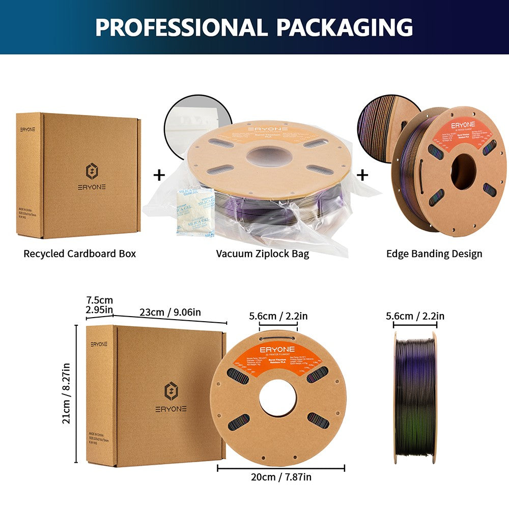 ERYONE Burnt Titanium Rainbow PLA filament 1kg, Nebula (tmavě zlatá a zelená a modrofialová)