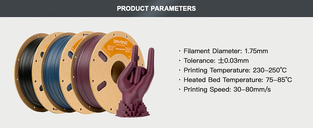 ERYONE Uhlíkové vlákno PETG filament 1kg černé