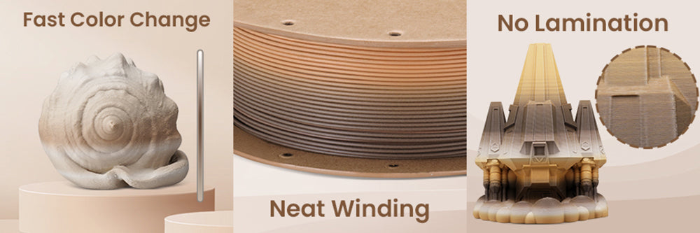 ERYONE Vysokorychlostní matný gradientní PLA filament 1kg, zlatý a červený