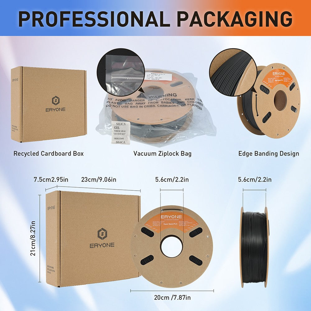 ERYONE Vysokorychlostní standardní PLA filament 1kg - černý