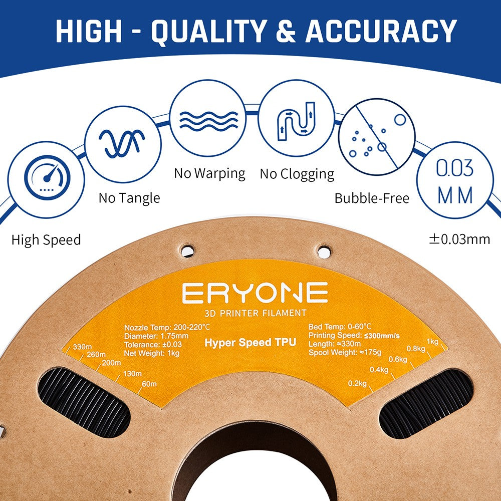 ERYONE Vysokorychlostní TPU filament 1kg - Černá