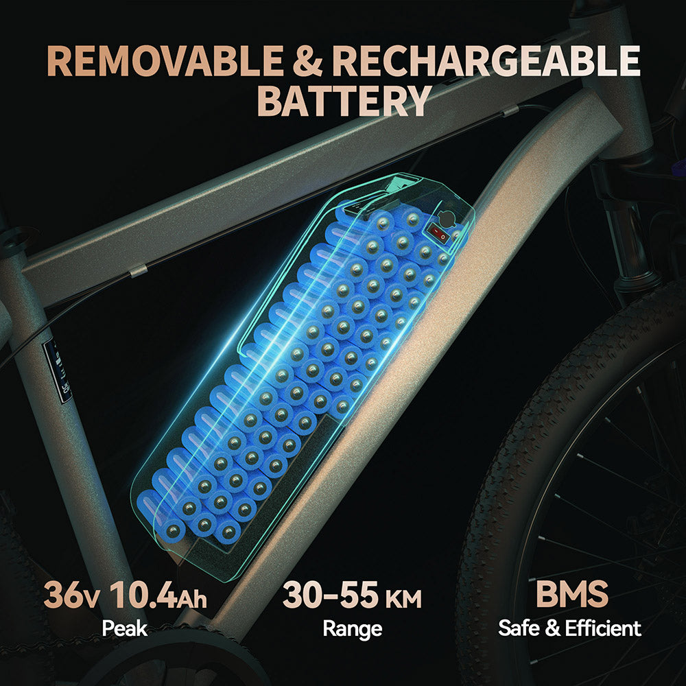 Elektrokolo ESKUTE M100, bezkartáčový motor 250 W, vyjímatelná baterie 36 V 10,4 Ah, 27,5*1,95