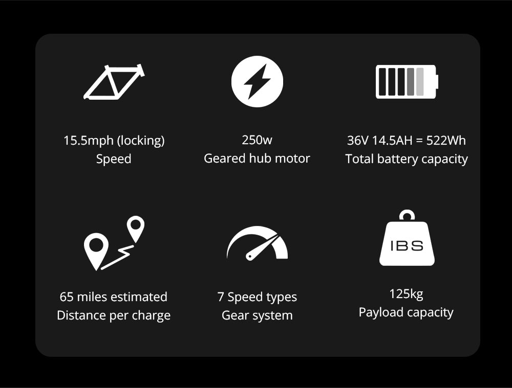 Elektrické kolo ESKUTE Netuno, motor s 250 W a zadním nábojem, baterie 14,5 Ah, dojezd 65 mil, městské kolo