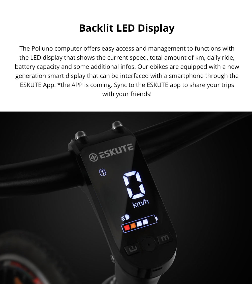 Elektrické kolo ESKUTE Netuno, motor s 250 W a zadním nábojem, baterie 14,5 Ah, dojezd 65 mil, městské kolo