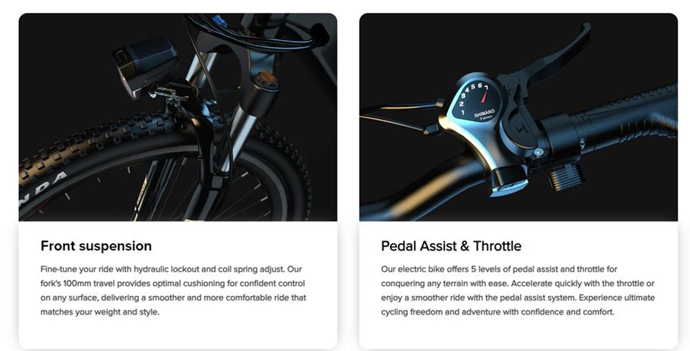 Elektrické kolo ESKUTE Polluno Plus, motor 250 W, baterie 36 V 20 Ah, rozměry 26*1,75 palce, maximální rychlost 25 km/h, dojezd 100 km, mechanické kotoučové brzdy, řazení Shimano 7 rychlostí - bílé