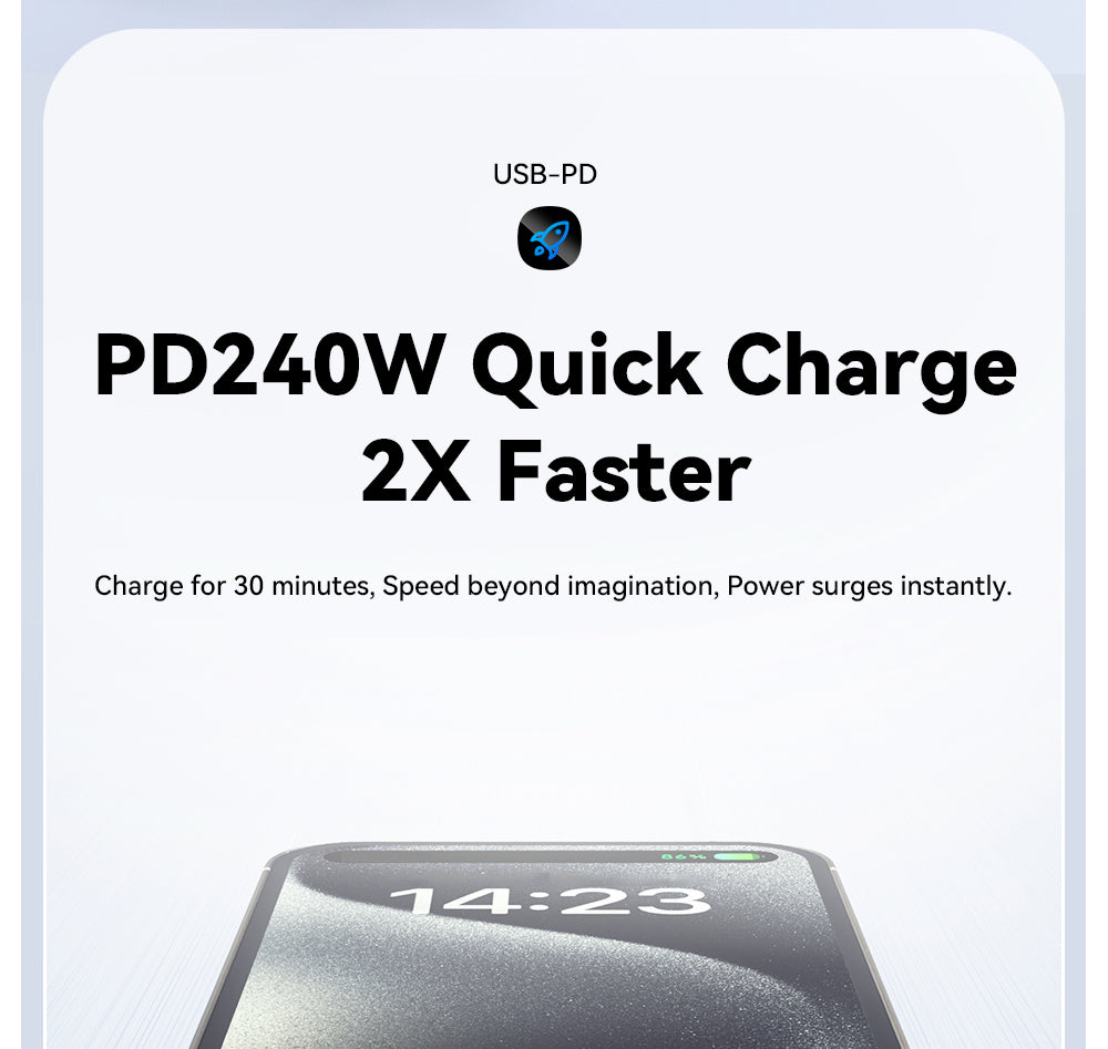 Nabíjecí kabel ESSAGER 100W 5A Type-C na Type-C, USB 2.0 480 Mbps, magnetická adsorpce, flexibilní nastavení, čip E-Marker, 1 m