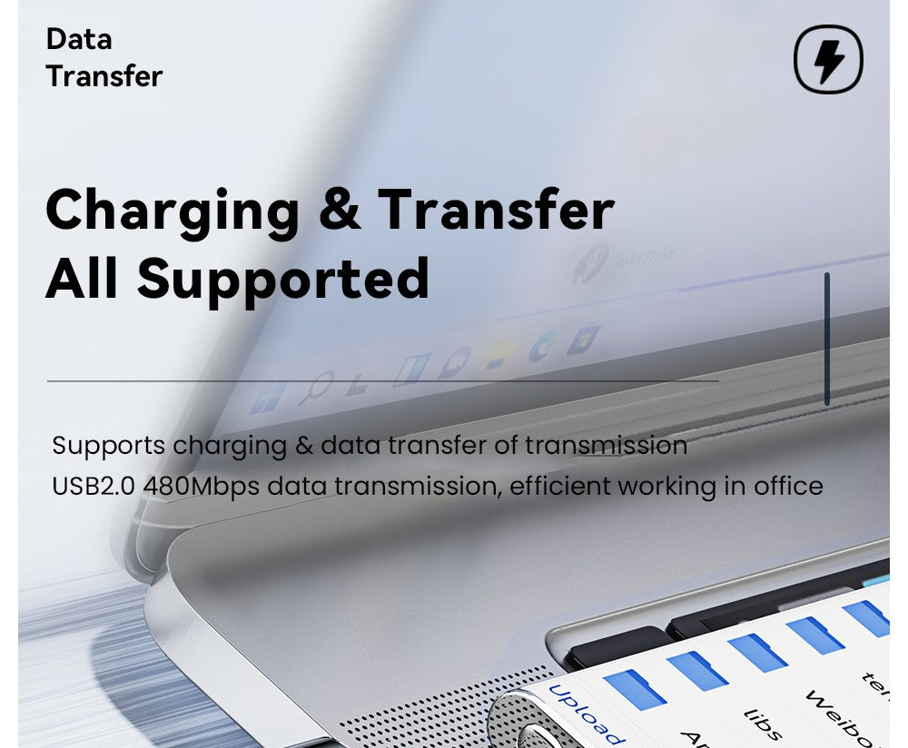 Nabíjecí kabel ESSAGER 100W 7A USB-A na Type-C, digitální displej, USB 2.0 480 Mbps, se suchým zipem, protokol QC