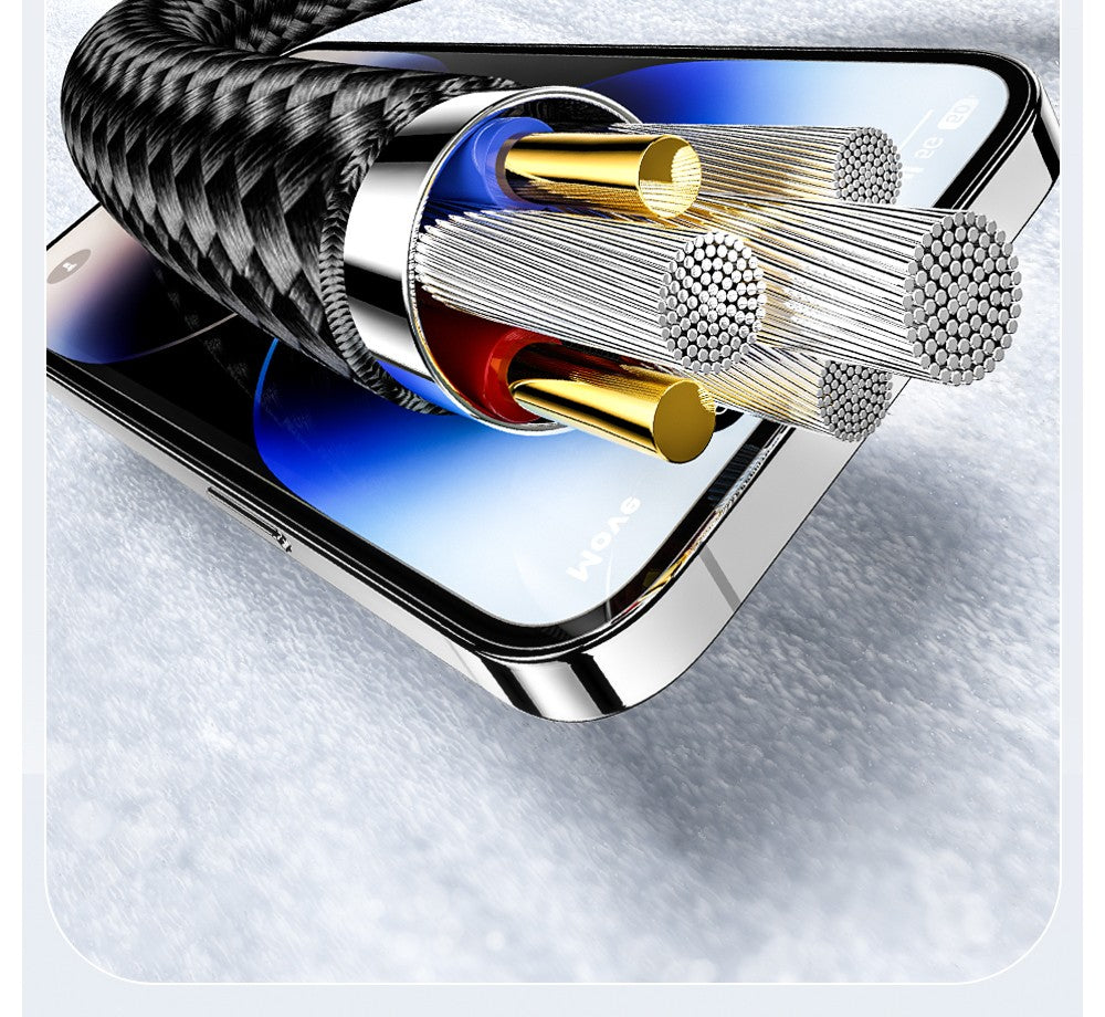 Nabíjecí kabel ESSAGER 100W 7A USB-A na Type-C, digitální displej, USB 2.0 480 Mbps, se suchým zipem, protokol QC