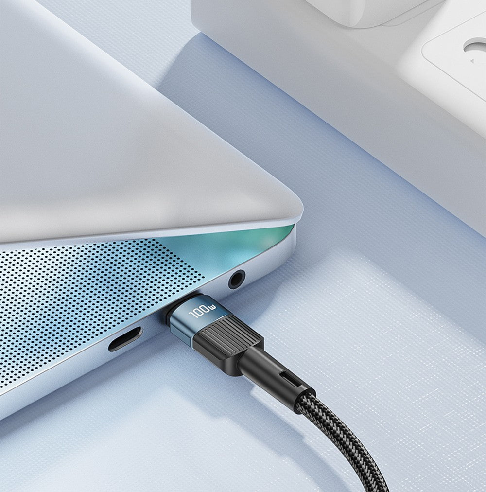 Datový kabel ESSAGER 100W Type-C na Type-C, rychlé nabíjení PD, přenosová rychlost 480 Mbps, pro MacBook / Tablet / Mobilní telefon Huawei Samsung - kabel 1 m