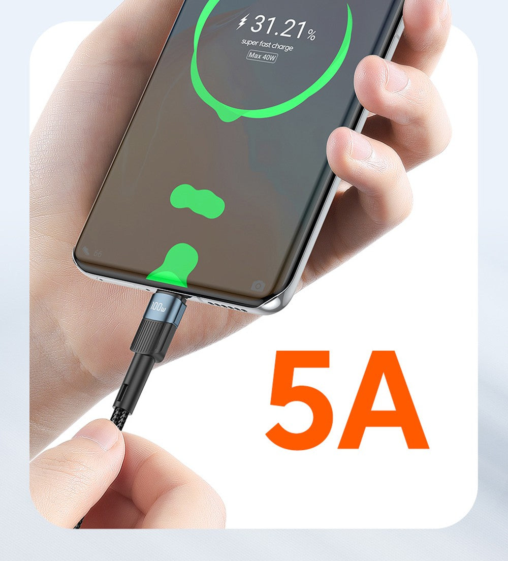 Datový kabel ESSAGER 100W Type-C na Type-C, rychlé nabíjení PD, přenosová rychlost 480 Mbps, pro MacBook / Tablet / Mobilní telefon Huawei Samsung - kabel 1 m