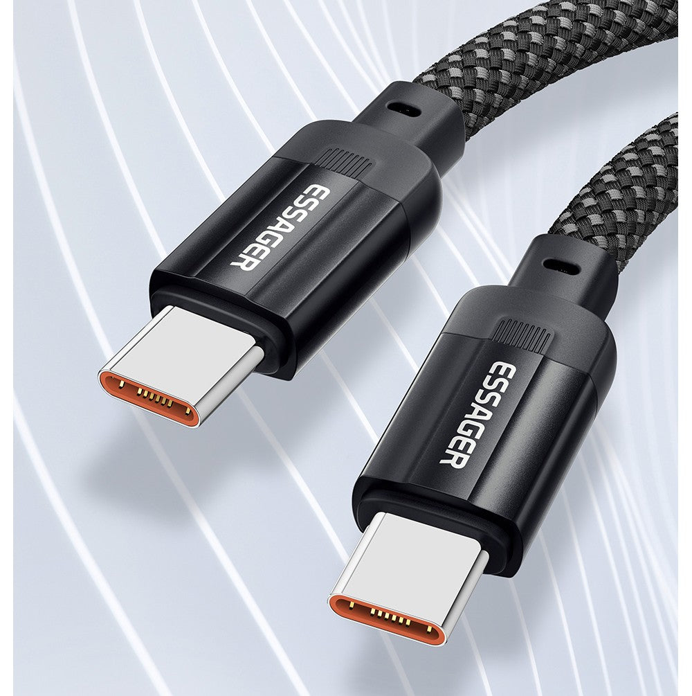 Nabíjecí kabel ESSAGER 240W 5A Type-C na Type-C, USB 2.0 480 Mbps, magnetická adsorpce, flexibilní nastavení, čip E-Marker, 1 m