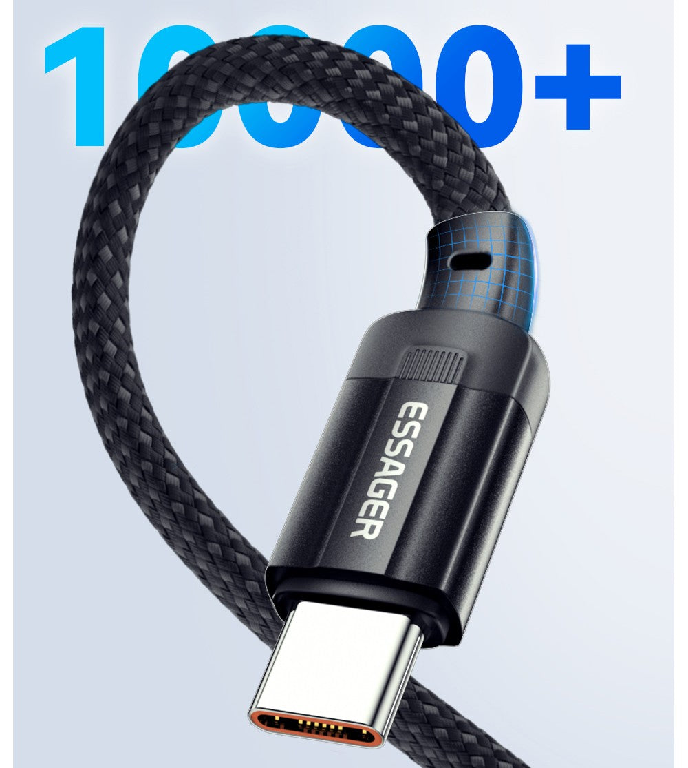 Nabíjecí kabel ESSAGER 240W 5A Type-C na Type-C, USB 2.0 480 Mbps, magnetická adsorpce, flexibilní nastavení, čip E-Marker, 1 m