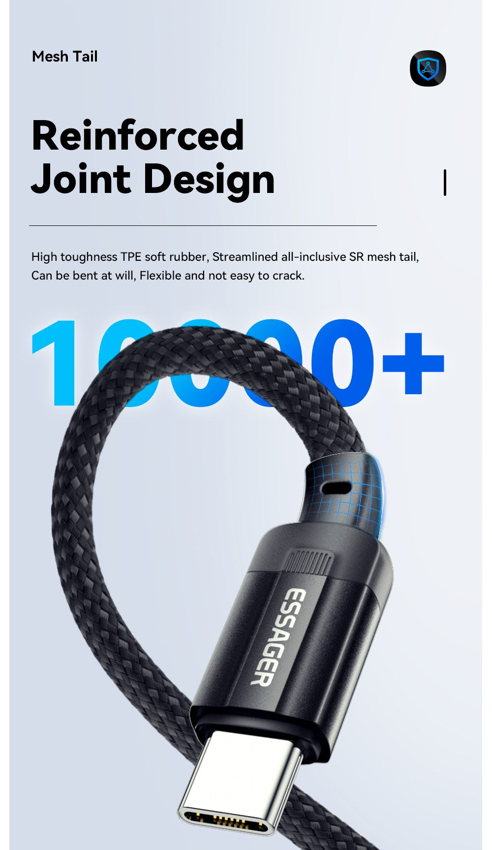 Nabíjecí kabel ESSAGER 29W 3A Type-C na Lightning, USB 2.0 480 Mbps, magnetická adsorpce, flexibilní a nastavitelný, chytrý čip, 1 m