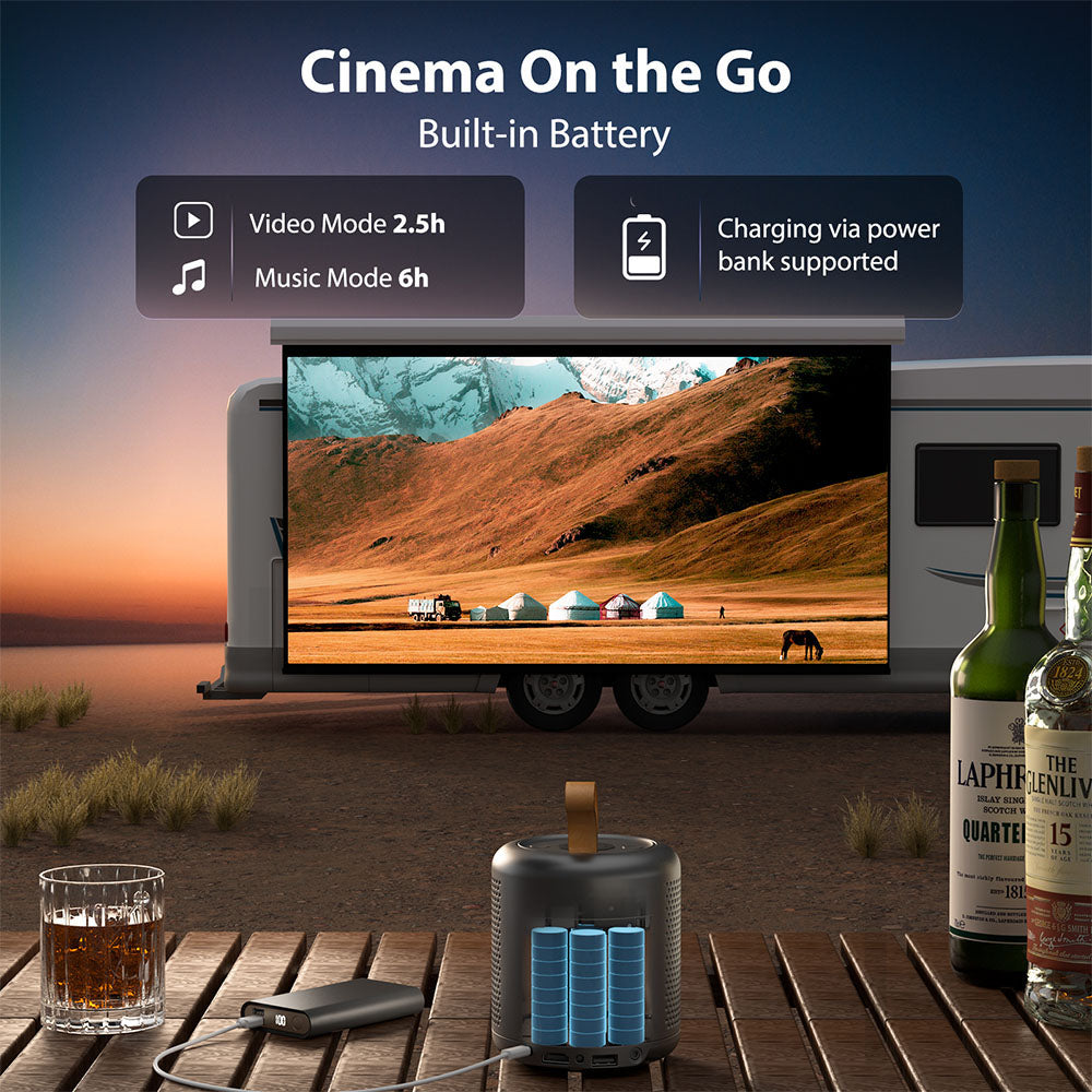 [Certifikace Google TV] Projektor ETOE Dolphin DLP, 600 ANSI lumenů, nativní rozlišení 1080p, dekódování videa 4K UHD, automatické ostření a korekce lichoběžníkového zkreslení, dvoupásmové Wi-Fi, předinstalované Netflix / YouTube / Prime Video