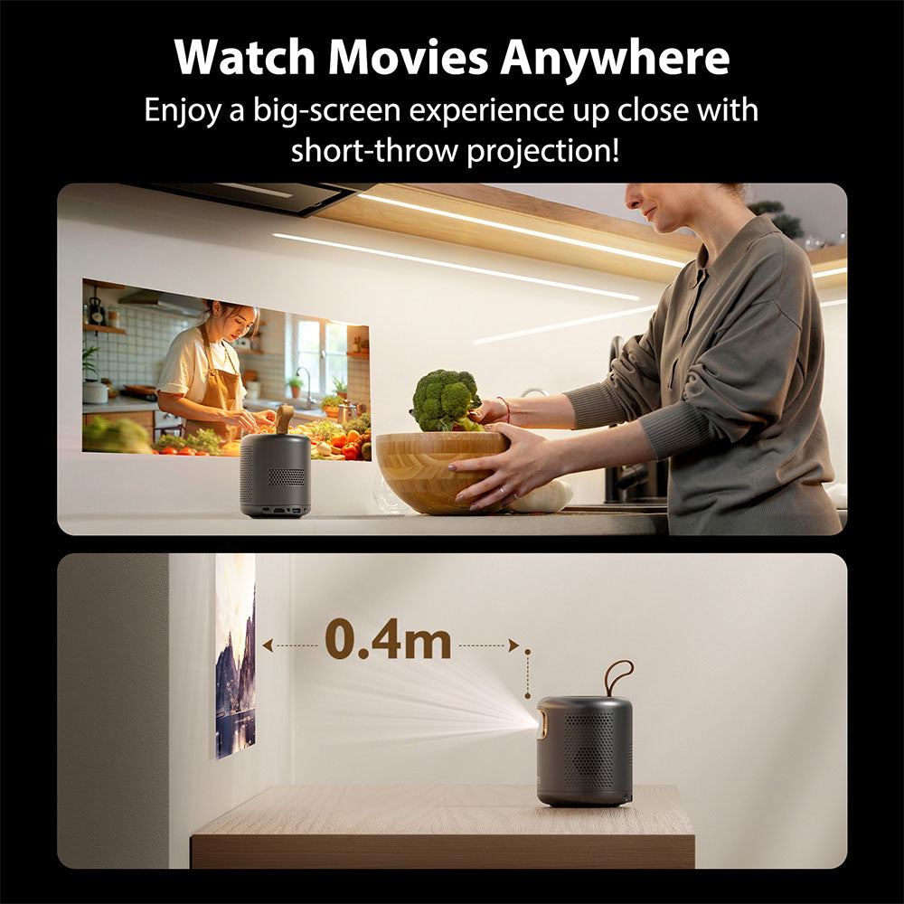 [Certifikace Google TV] Projektor ETOE Dolphin DLP, 600 ANSI lumenů, nativní rozlišení 1080p, dekódování videa 4K UHD, automatické ostření a korekce lichoběžníkového zkreslení, dvoupásmové Wi-Fi, předinstalované Netflix / YouTube / Prime Video