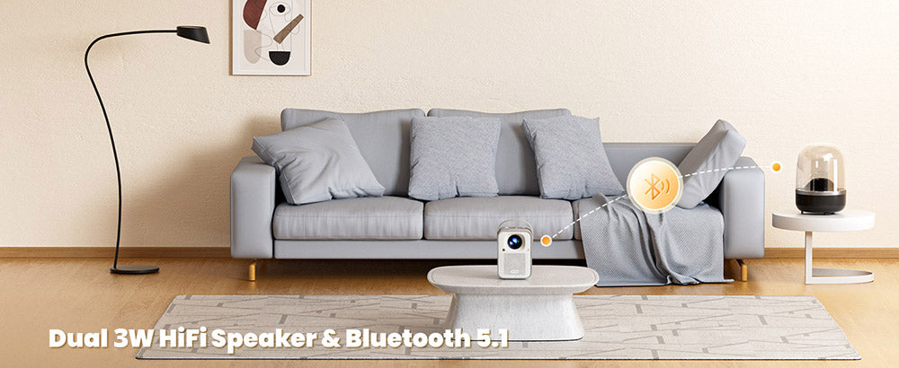 Projektor ETOE Seal, 400 ANSI lumenů, Google TV, nativní rozlišení 1080p, automatické ostření a automatická korekce lichoběžníkového zkreslení, Google Assistant